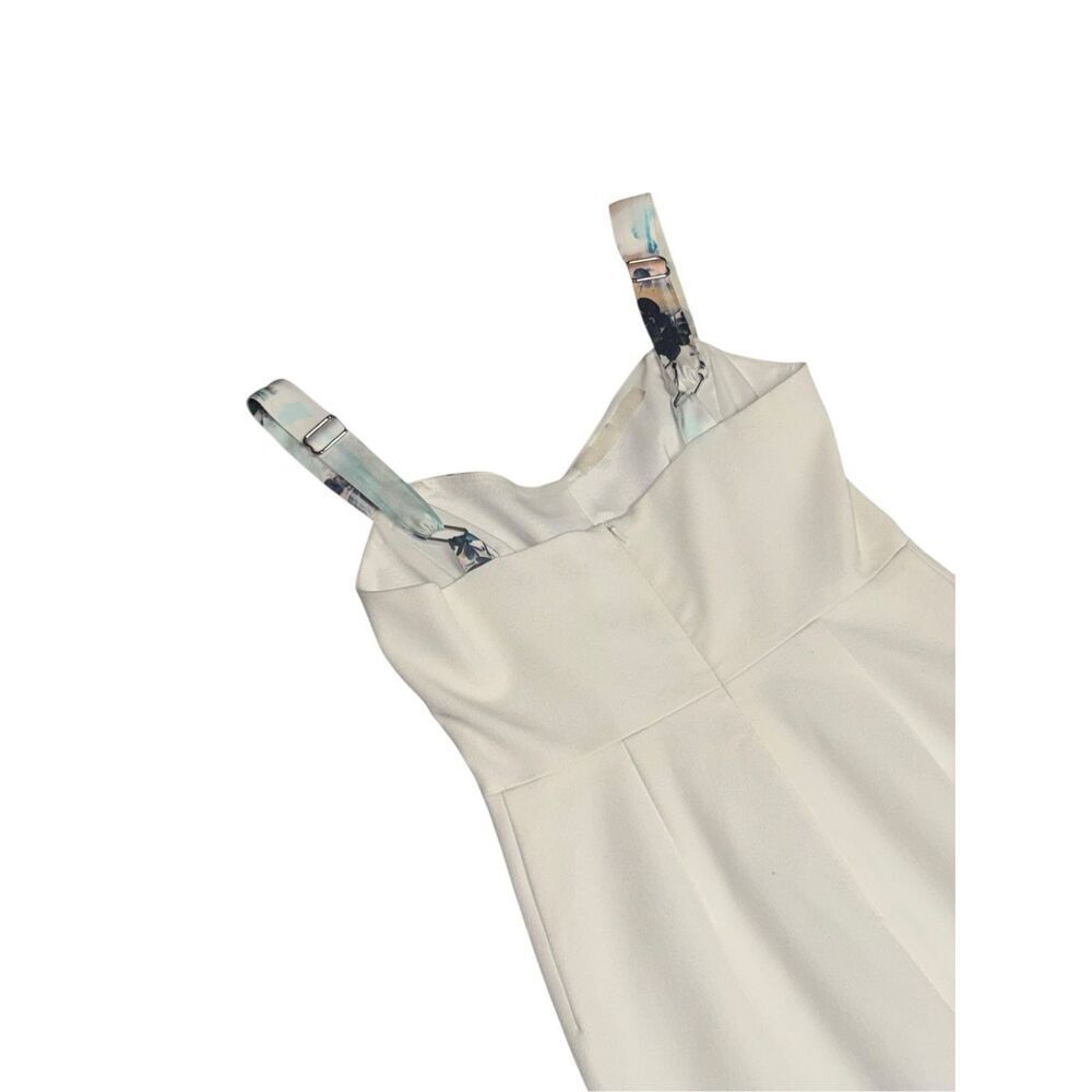 BLACK HALO women’s Sadie  floral watercolor colorblock white & blue sheath dress - Picture 5 of 6